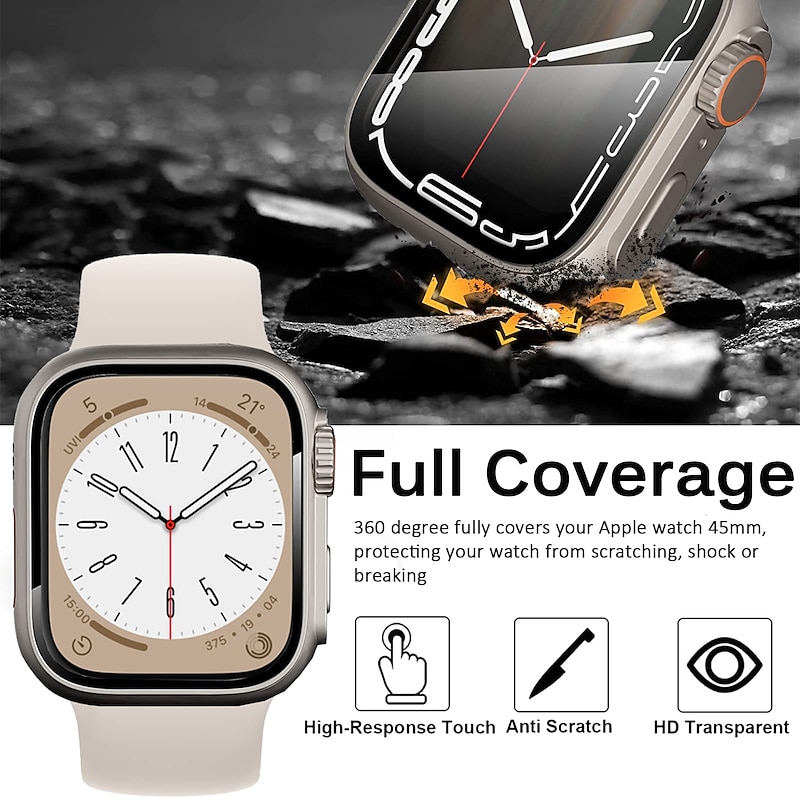Watch Case with Screen Protector Compatible with Apple Watch Series 8 7 41mm 45mm / Series 6 5 4 SE 40mm 44mm Scratch Resistant Dust Proof Bumper Full Cover Hard PC Watch Cover4
