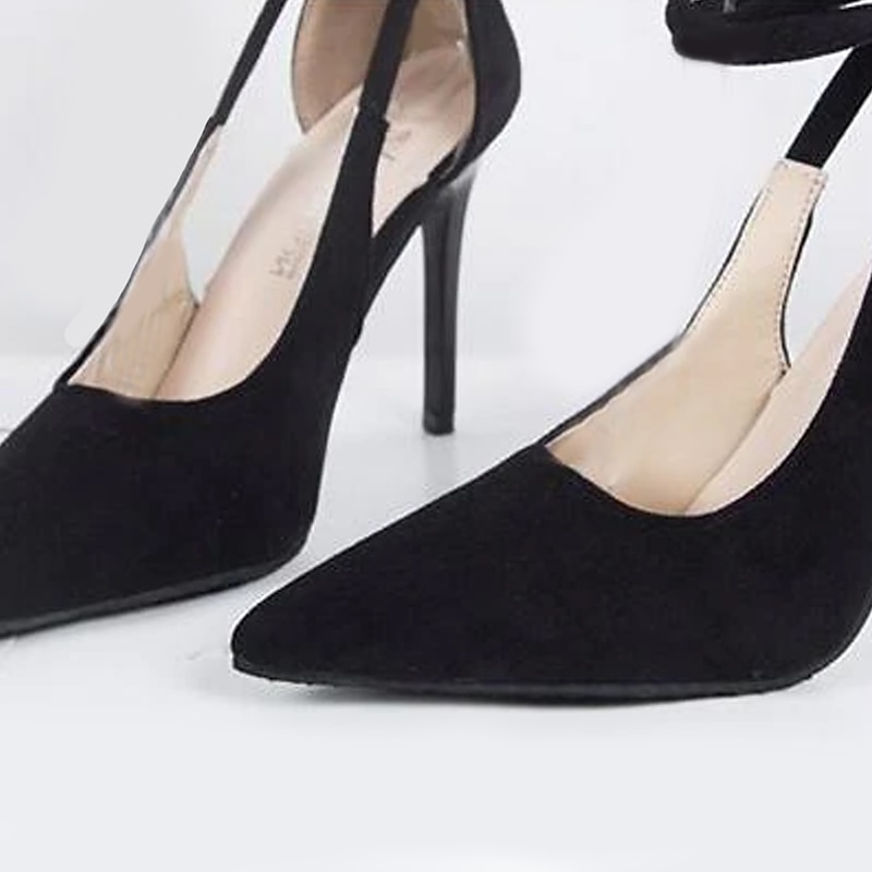 Women's Black Velvet Stiletto Heels with Ankle Tie Strap - Sexy High Heels for Parties and Formal Events4