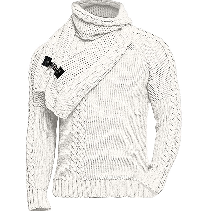 Men's Pullover Sweater Jumper Turtleneck Sweater Cropped Sweater Knit Sweater Ribbed Cable Knit Regular Button Knitted Plain Turtleneck Keep Warm Modern Contemporary Daily Wear Going out Clothing3