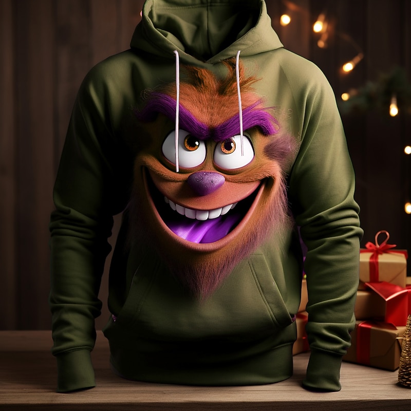 Men's Graphic Elf Hoodie Hoodies Sweatshirt Fashion Daily Long Sleeve Hooded Christmas Vacation Sports Outdoor Red Blue Print Front Pocket Spring &  Fall Designer2