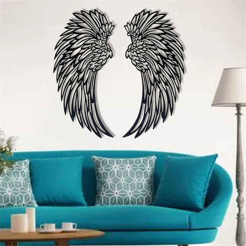 1 Pair Metal Angel Wings Wall Decor, Angel Wings Metal Wall Art Decor with Led Lights, Angel Wings Gift to Wall Sculpture Art Indoor Outdoor Wall Hanging Decorations4