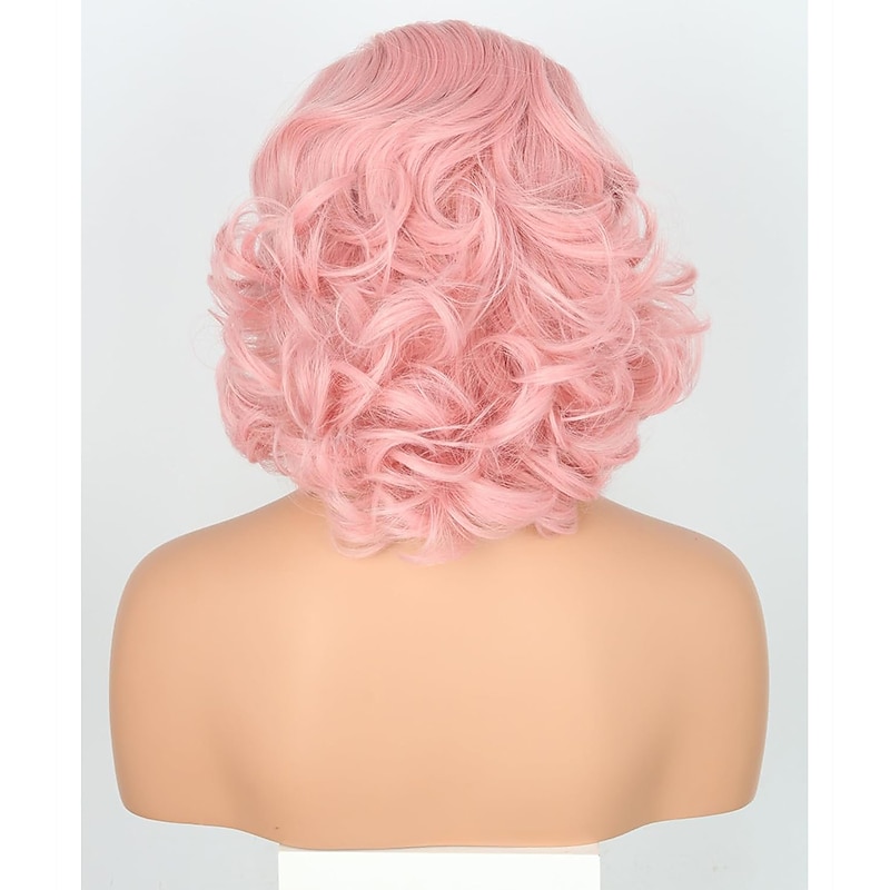 Grease Frenchy Wig 50s Wig for Pink Ladies Vintage Honeycomb Shaped Bob Curly Wig Halloween Wigs3