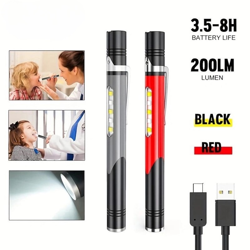 MINI Medical Penlight Type-c USB Charging Built-in Battery Medical Flashlight Portable Medical Pen Lamp XPG LED4