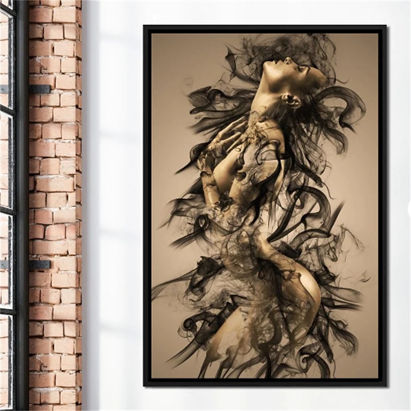 People Wall Art Canvas The Smoke and Woman Prints and Posters Portrait Pictures Decorative Fabric Painting For Living Room Pictures No Frame2