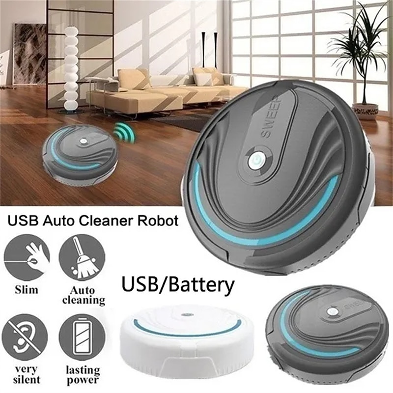 Automatic Smart Household Mopping Sweeping Machine Robot Cleaner Vacuum Floor Dust Hair USB/Battery