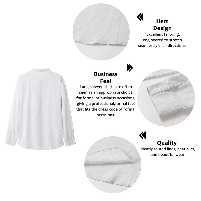 Men's Shirt Dress Shirt Geometric Pattern Outdoor Casual Black White Dark Green Brown Long Sleeve Stand Collar Summer Spring Clothing Apparel Print4