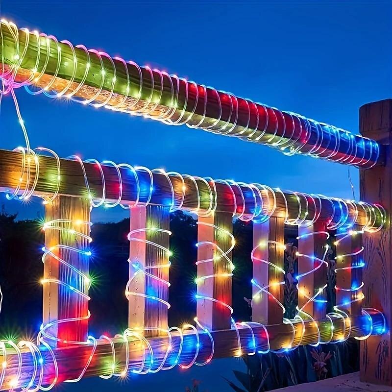 1 Pack Timing Function String Light, Adjustable Brightness Light String, Tube Sleeve Light, Indoor and Outdoor Decorative Lights, Holiday Christmas Decorative Lights, Waterproof 3AA2