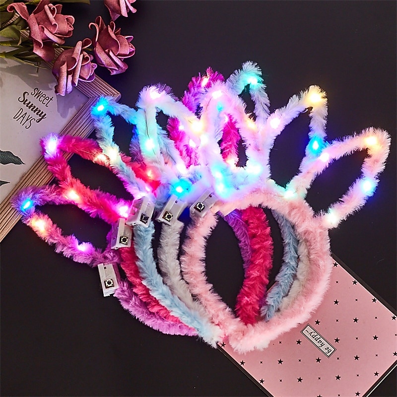 Rabbit Ear Decor Headband Luminous Headwear Led Lights Rabbit Flashing Costume Hair Hoop Halloween Party Hair Accessories2
