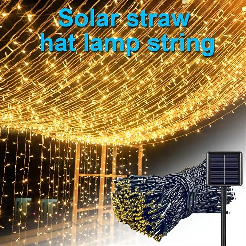 1pc Solar Outdoor Lights String Lamp, Outdoor Atmosphere Lights, Decorative String, Garden Light, Holiday Lighting, Night Light, 8-Modes, For Christmas, Halloween, Valentine's Day, Balcony Decorations