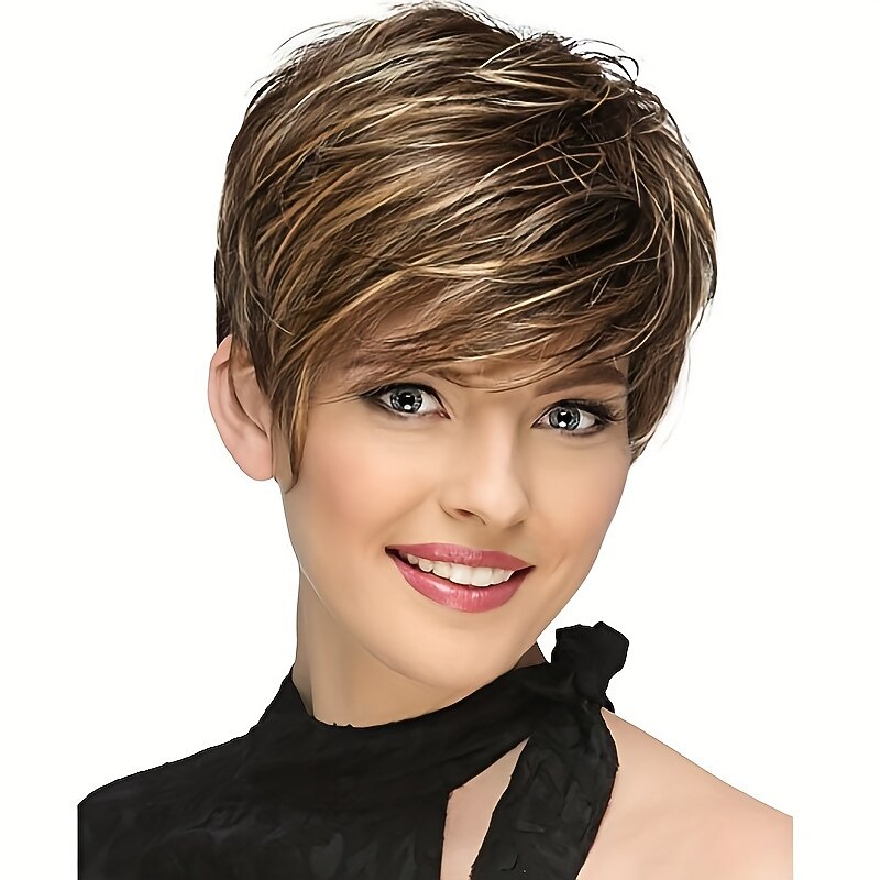 Mix Brown Blonde Wig Synthetic Wigs For Black/White Women Natural Wave Wigs African American Short Wigs for Women