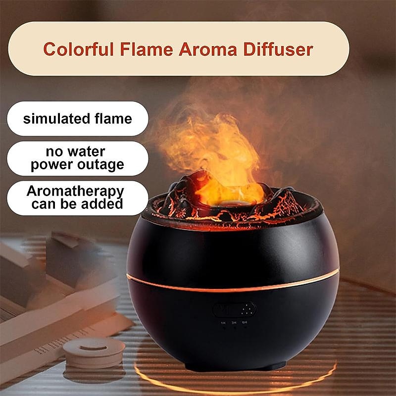 1 PCS Essential Oil Diffusers Large Room 360ml Flame Aromatherapy Diffuser for Home Bedroom for Run 24 Hours and Auto Off Big Humidifier Ultrasonic 7 Colors LED Night Light3