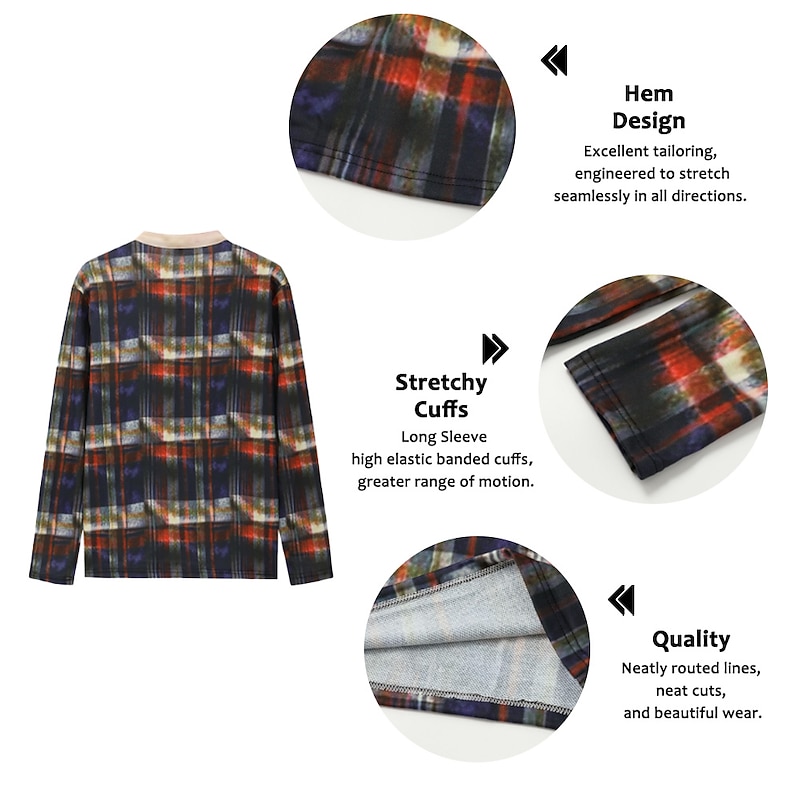 Men's Plaid Graphic Prints Sweatshirt Pullover Long Sleeve Sweatshirt V Neck Henley Collar Designer Basic Casual 3D Print Sports & Outdoor Casual Daily Print Spring &  Fall3