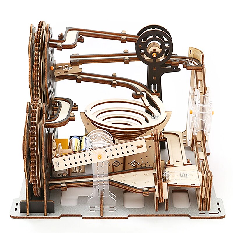 3D Wooden Puzzle Marble Run Set DIY Mechanical Track Electric Manual Model Building Block Kits Assembly Toy Gift for Teens Adult3