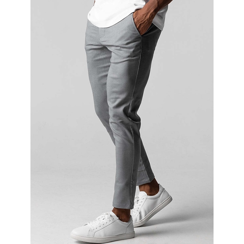 Men's Trousers Chinos Chino Pants Pocket Plain Comfort Breathable Outdoor Daily Going out Fashion Casual Black Dark Blue2