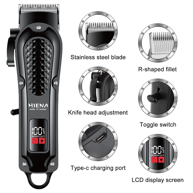 Professional Barber Hair Clipper Rechargeable Electric Cutting Machine Beard Trimmer Shaver Razor For Men Cutter2