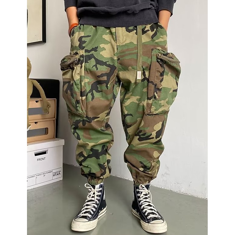 Men's Cargo Pants Cargo Trousers Camo Pants Pocket Camouflage Comfort Breathable Outdoor Daily Going out Fashion Casual Army Green4