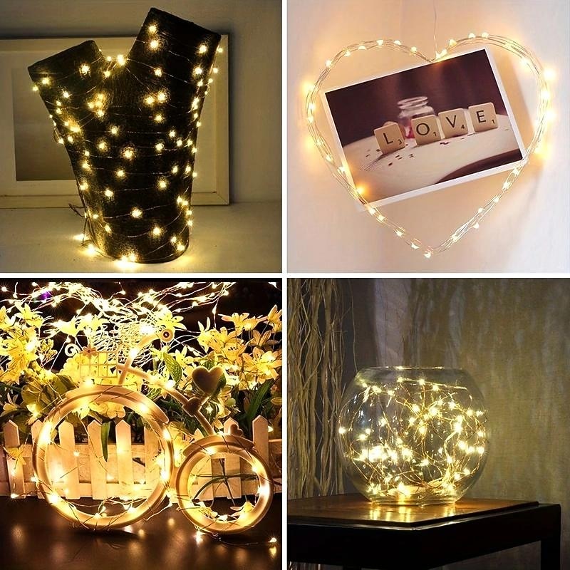 1pc Led Fairy Lights, CR2032 Battery Operated, Waterproof Copper Wire String Lights, 7ft 20 Led Firefly String Lights, For DIY Wedding Dorm, Bedroom, Christmas, Halloween, Party2