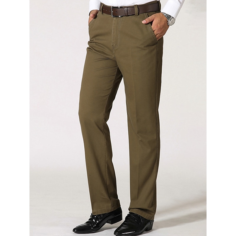 Men's Trousers Chinos Chino Pants Pocket Straight Leg Plain Comfort Breathable Outdoor Daily Going out Fashion Casual Black Army Green3