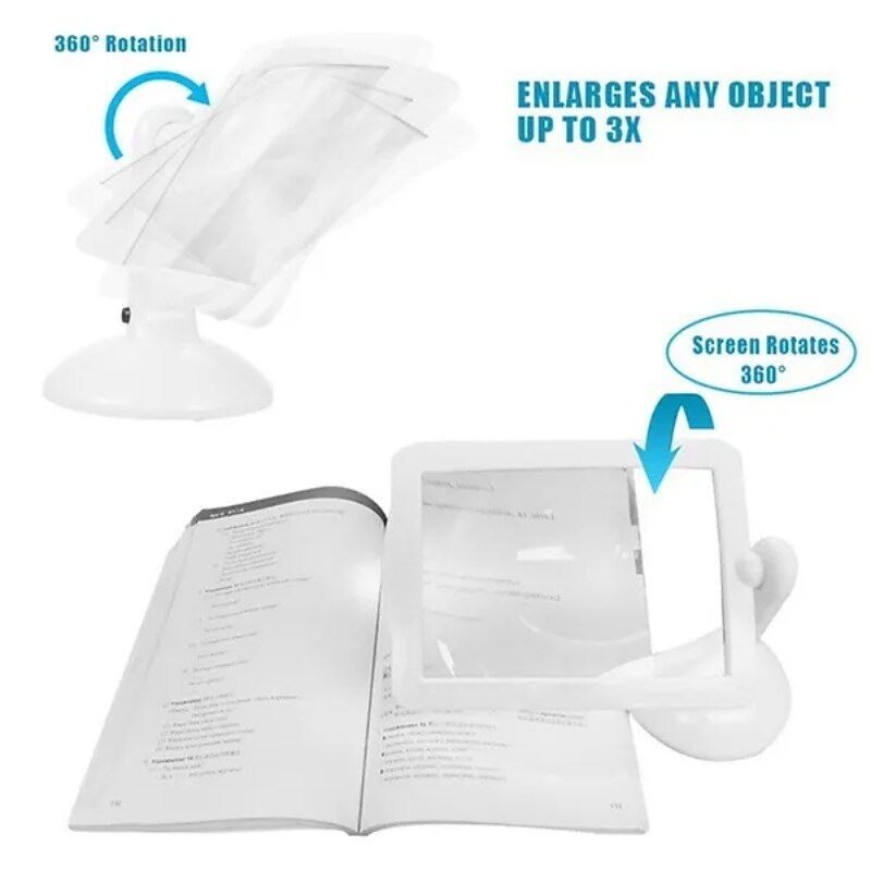 Desktop Magnifying Glass with LED Light Large Screen 360-degree Rotation 3 Times Magnification Reading Newspapers for The Elderly3
