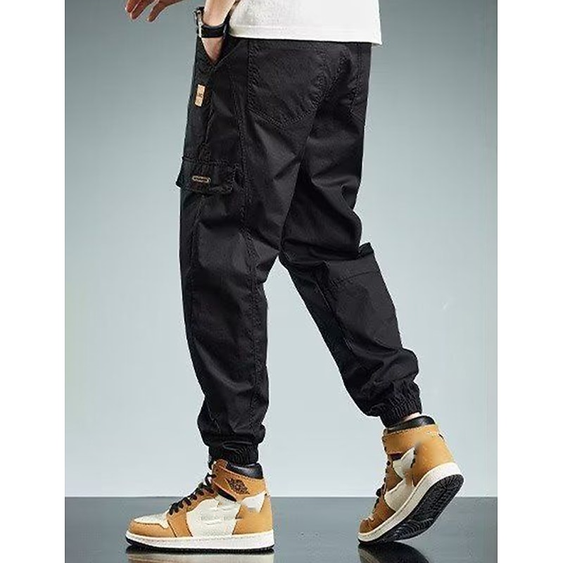 Men's Cargo Pants Cargo Trousers Techwear Pocket Drawstring Elastic Waist Plain Comfort Breathable Outdoor Daily Going out Fashion Casual Black Army Green3