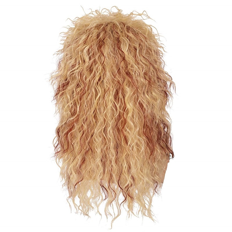 ColorGround Long Curly 80s Women Blonde with Reddish Brown Rocker Wig Halloween Wigs4