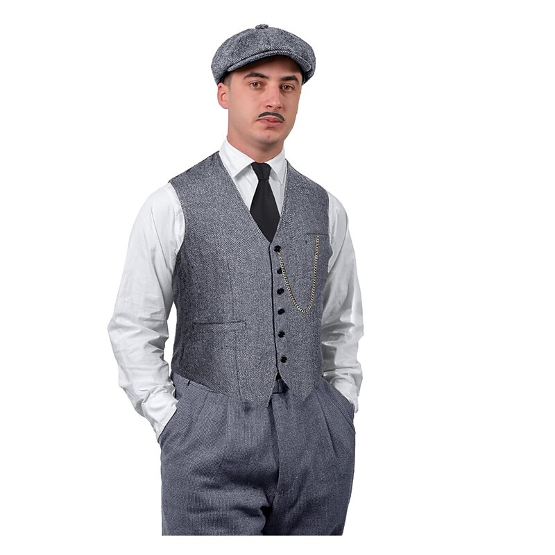 Retro Vintage Roaring 20s 1920s Outfits Vest The Great Gatsby Gentleman Fancy Dress Men's Halloween Carnival New Year Carnival Party / Evening Masquerade Adults' Cravat Vest More Accessories All2