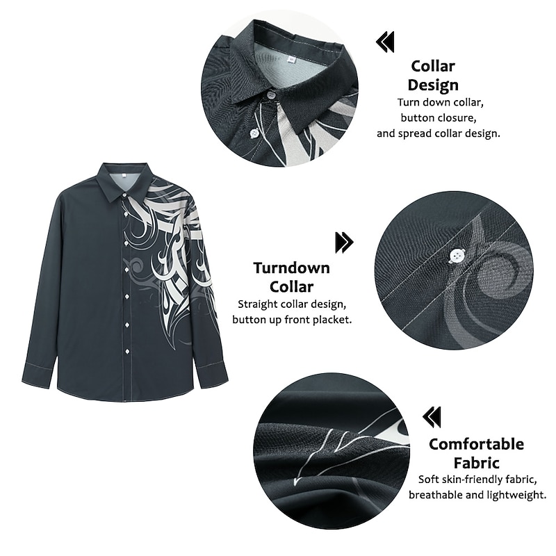 Men's Geometric Pattern Geometry Shirt Button Up Shirt Long Sleeve Fashion Streetwear Designer Daily Holiday Going out Spring & Summer Turndown 3D Print Button-Down Yellow Pink Red Blue Purple2