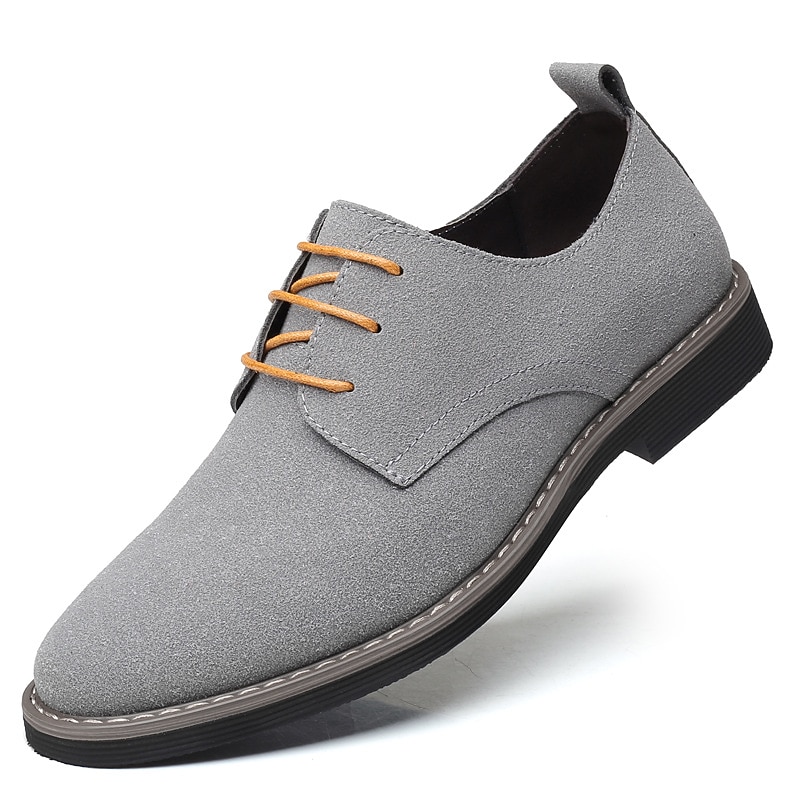 Men's Casual Blue Faux Suede Oxford Shoes - Comfortable Lace-Up Design with Stylish Stitching for Everyday Wear4