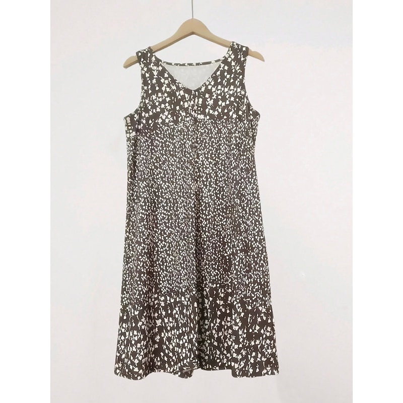 Women's Mini Dress A Line Dress Casual Dress Petite Dress Shift Dress Fashion Basic Classic Outdoor Vacation Party Regular Fit Floral Ditsy Floral Sleeveless V Neck Blue Brown Green Summer3