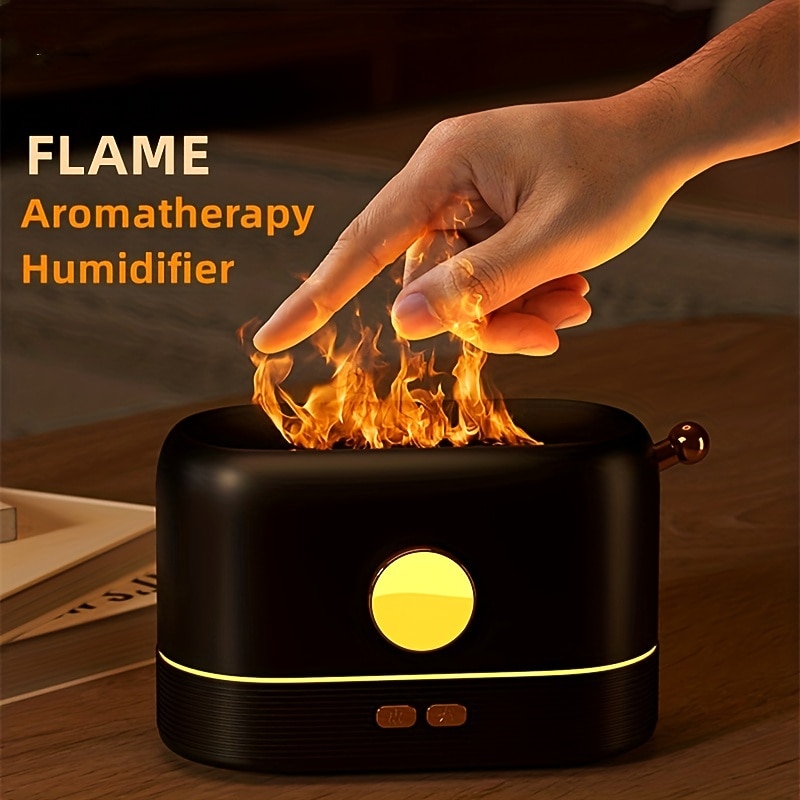3D Flame Humidifier Portable Silent Aromatherapy Essential Oil Diffuser With Flame Night Light For Home Office Bedroom 250ml Cool Mist Humidifie2