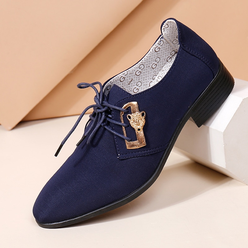 Men's Fashion Oxford Shoes – Light Blue Lace-Up Dress Shoes with Golden Tiger Detail for Formal or Casual Occasions 9