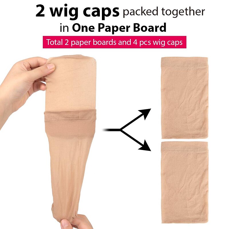 4 pieces Light Brown Stocking Wig Caps Stretchy Nylon Wig Caps for Women2