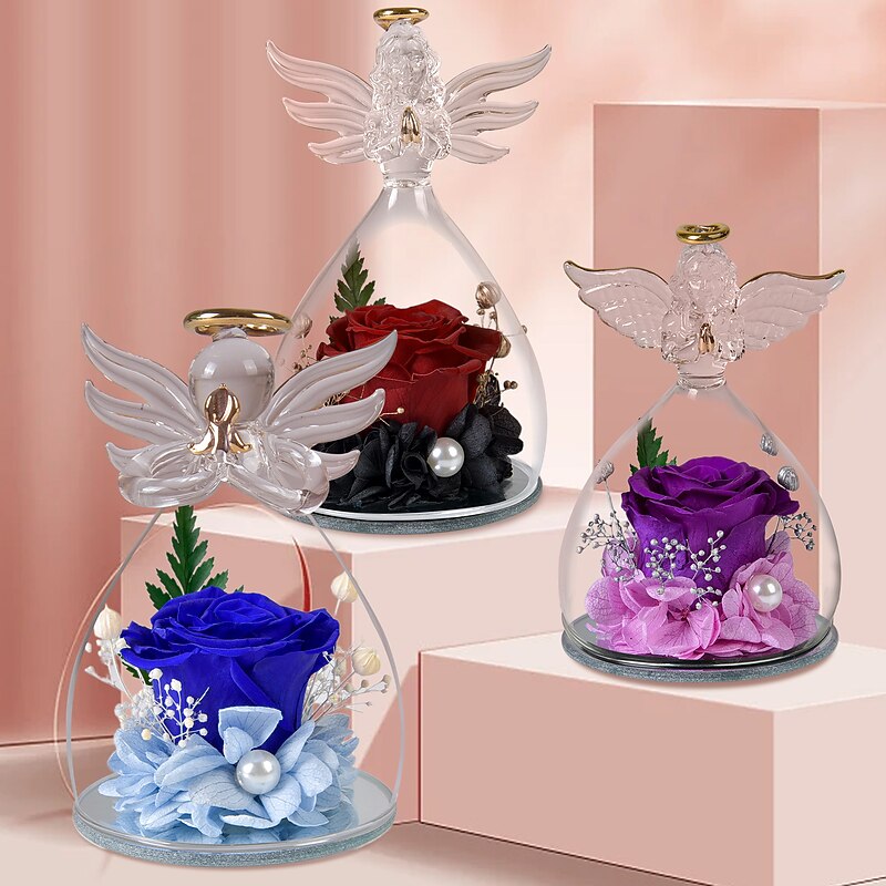 Women's Day Gifts Artificial flower gifts for women glass angel statues Christmas gifts for mom and grandma on Mothers Day birthday gifts for women Mother's Day Gifts for MoM3