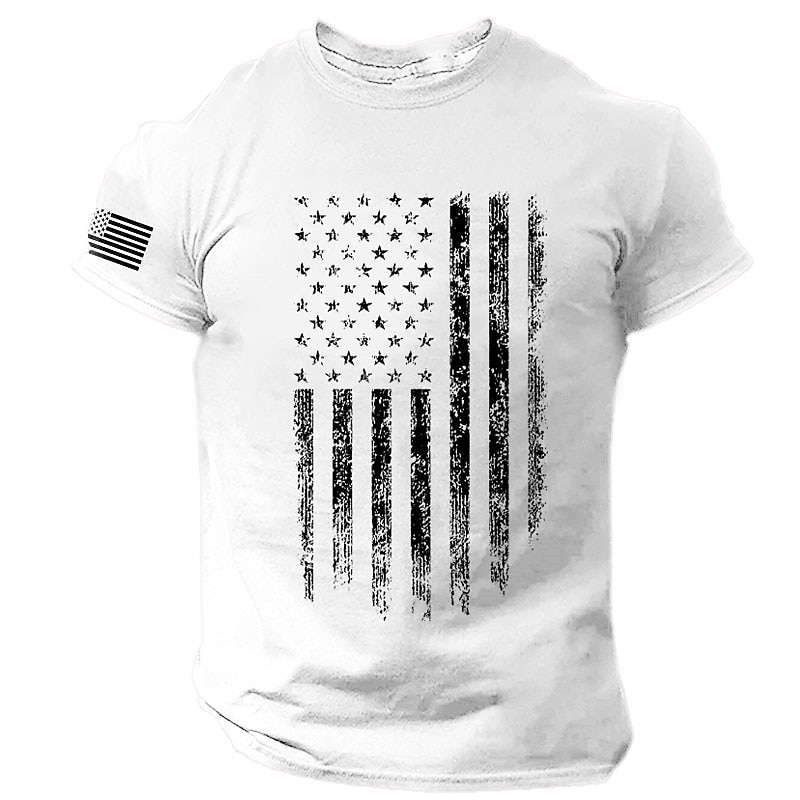 Veterans Day Men's Patriot Patriotic Veteran National Flag T shirt Tee Top Cotton Short Sleeve Graphic Shirt Black White Red Comfortable Tee Sports Outdoor Holiday Fashion Designer4