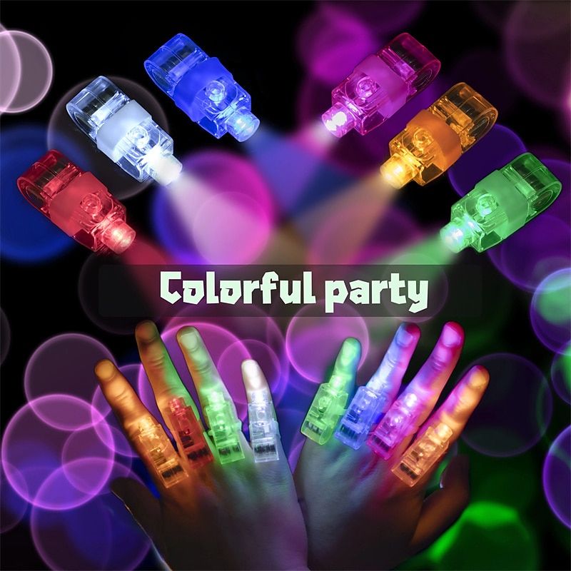 Kids LED Finger Lights Birthday Party Supplies Assorted Rave Laser Toys 6 Colors 30/50/60 Pieces - Main Image