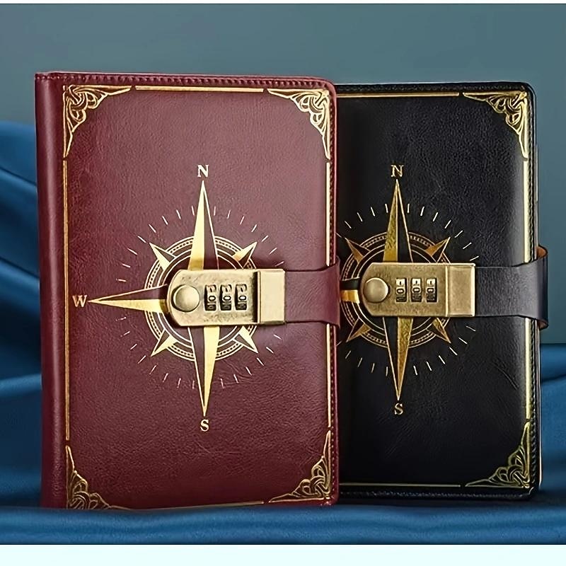 Journal With Lock PU Leather 200 Pages Retro Lock Journal Password Protection Notebook Journal For Men And Women Suitable For Secret Privacy