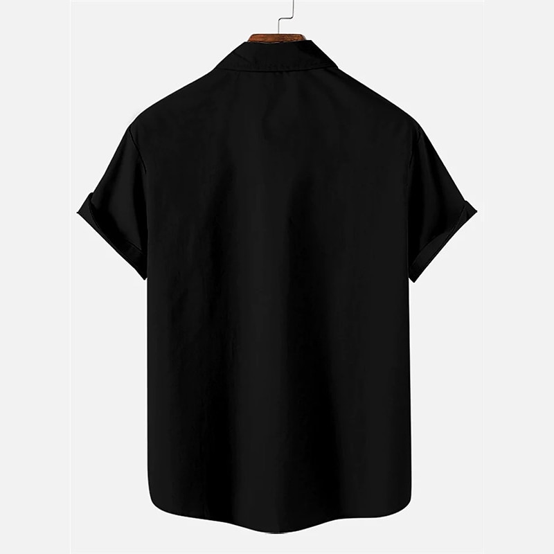 Christmas Men's Funny Christmas Printed Shirts Santa Claus Beer Casual Daily Wear Going out Weekend Autumn / Fall Turndown Short Sleeves Black, Burgundy, Green S, M, L 4-Way Stretch Fabric Christmas2