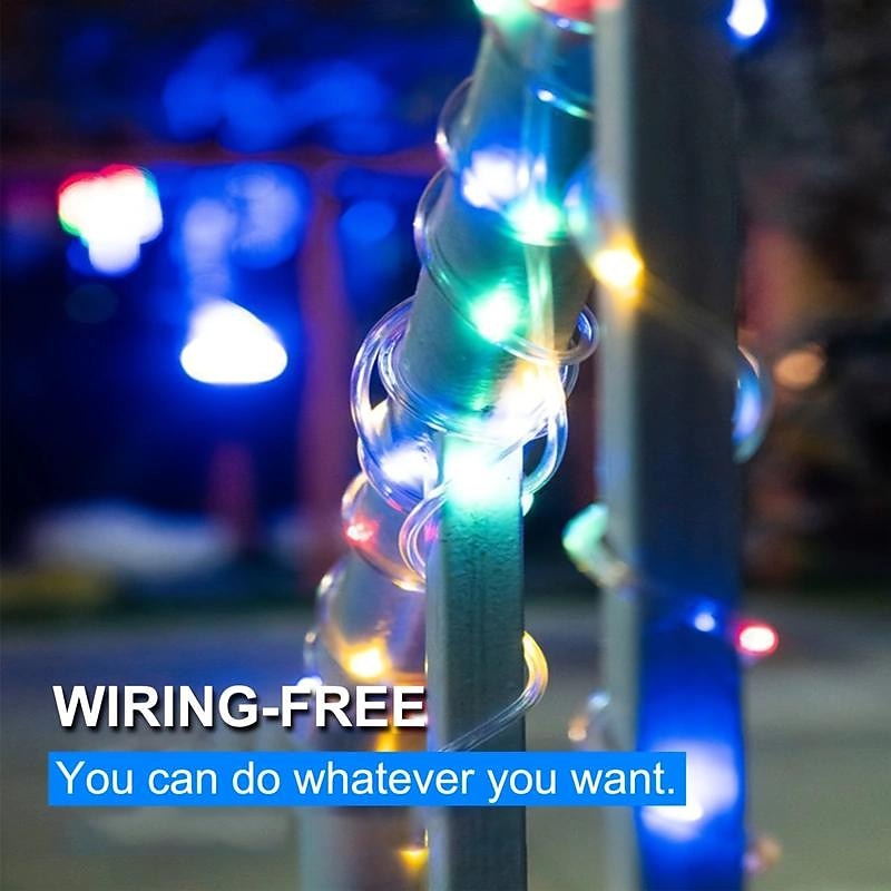 1 Pack Solar Rope Lights Outdoor Waterproof LED String Lights, Garland Fairy Garden Light Strings, Outdoor Christmas Halloween Wedding Party Decor, 7M-50Led/12M-100Led/20M-200Led/30M-300Led3