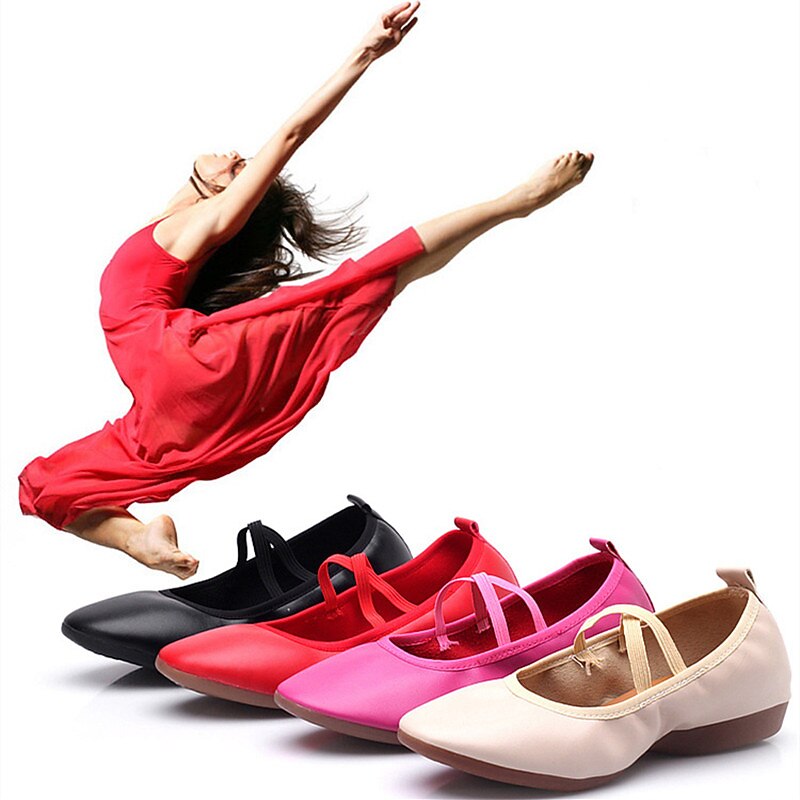 Women's Black Soft Sole Ballet Dance Shoes - Professional Flat Slip-On Shoes with Cross Straps for Practice and Performances2