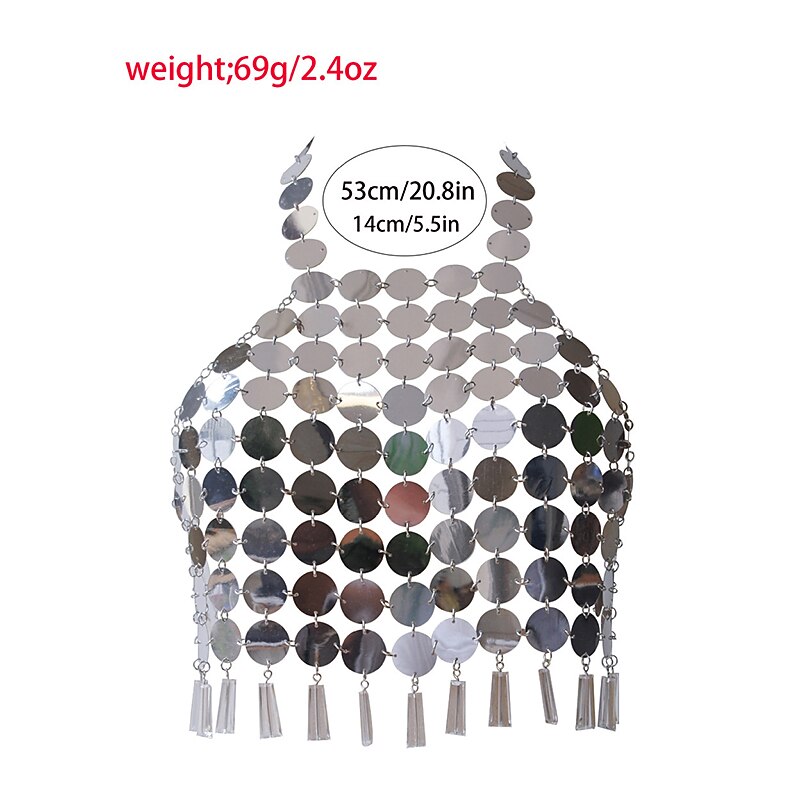 Metallic Backless Sparkle Camisole Body Chain Crop Tank Top Disco Sequins Fancy Dress Women's Carnival Party Club Tank Top2