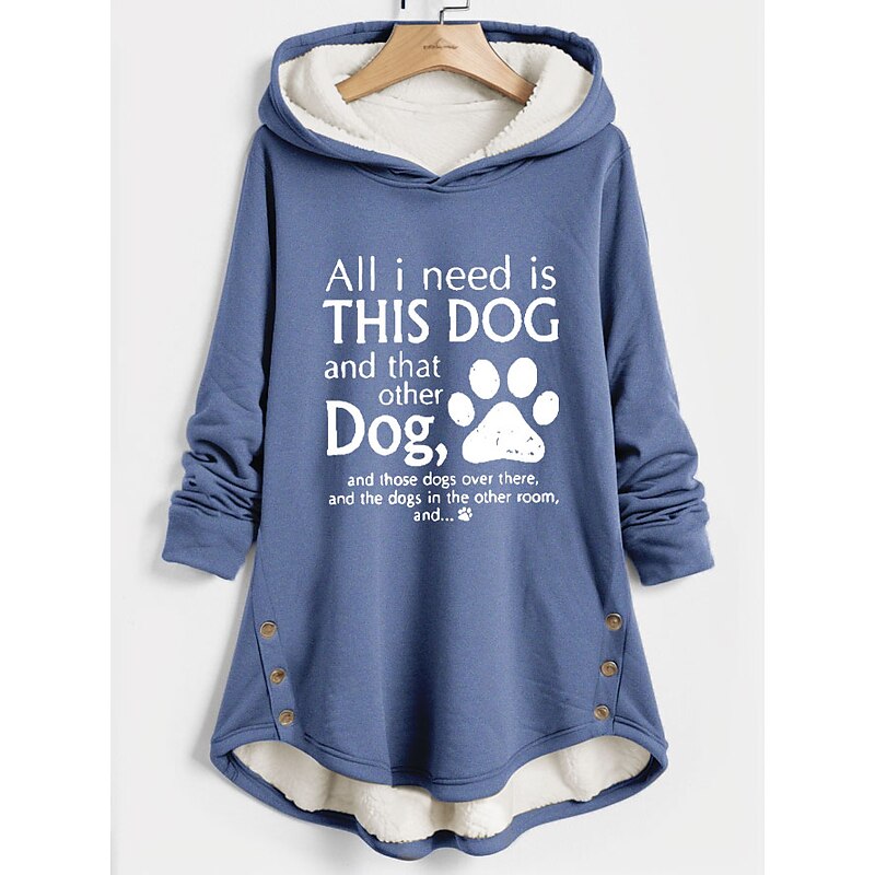 Women's Hoodie Sweatshirt Pullover Fleece Lined Warm Pajamas Sherpa Letter Casual Sports Button Print Front Pocket Warm Fuzzy Comfrt Long Sleeve Top Micro-elastic Fall Winter Breathable Soft Fabric2