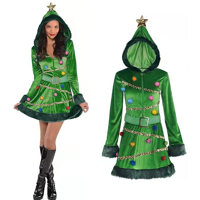 Christmas Trees Mrs.Claus Christmas Dress Vacation Dress Christmas Tree Women's Christmas Costume Party Cosplay Costume Adults Christmas Halloween Carnival Masquerade Christmas Vacation Party Dress