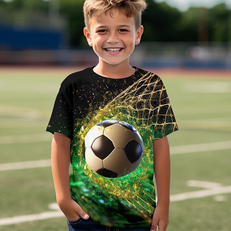 Boys 3D Football Tee Shirts Short Sleeve 3D Print Summer Spring Active Sports Fashion Kids 3-12 Years Crew Neck Outdoor Casual Daily Regular Fit2
