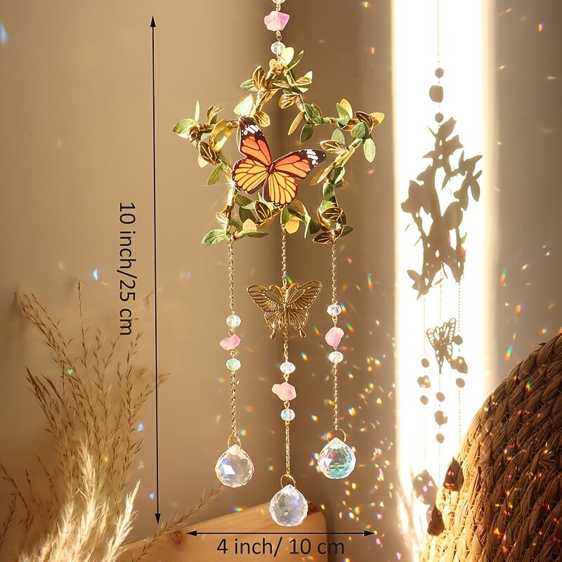 1pc Amethyst Star Moon Love Crystal Sun Catcher Leaf & Butterfly Crystal Hanging Prism Sun Catchers For Window Home Decor3