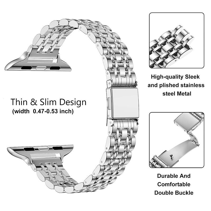 Jewelry Bracelet Compatible with Apple Watch band 38mm 40mm 41mm 42mm 44mm 45mm 49mm Women Glitter Crystal Stainless Steel Strap Replacement Wristband for iwatch Ultra 2 Series 9 8 7 SE 6 5 4 3 2 13