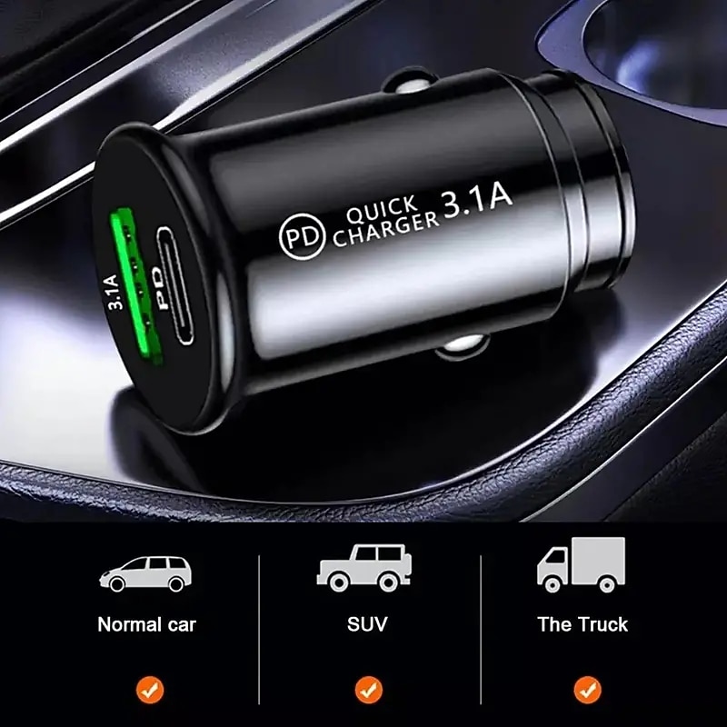 Fast Car Chargers USB PD Type C QC 3.0 Outlet Adapter Fast Charging For 12V 24V Car Truck Boat RV Motorcycle 12V/24V4