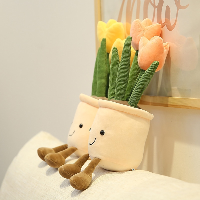 Creative Home Decoration Simulation Plant Tulip Succulent Doll Plush Toy Flower Potted Plant Decoration Cloth Doll4