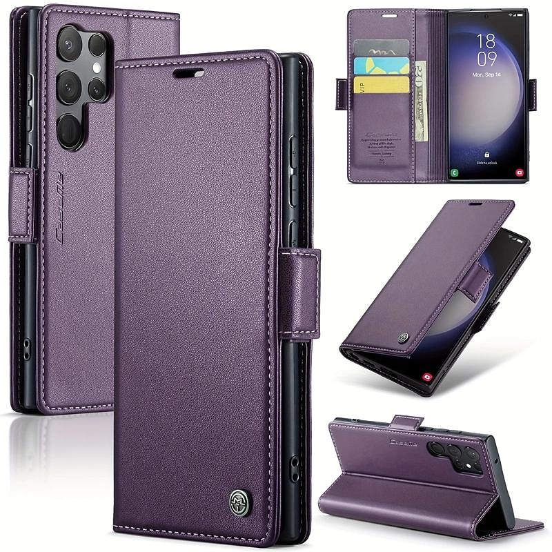 Phone Case For Samsung Galaxy S25 S25 Edge S24 S24 FE S23 S22 S21 Ultra Plus A56 A36 A16 Wallet Case Flip Cover Magnetic Full Body Protective Kickstand PU Leather