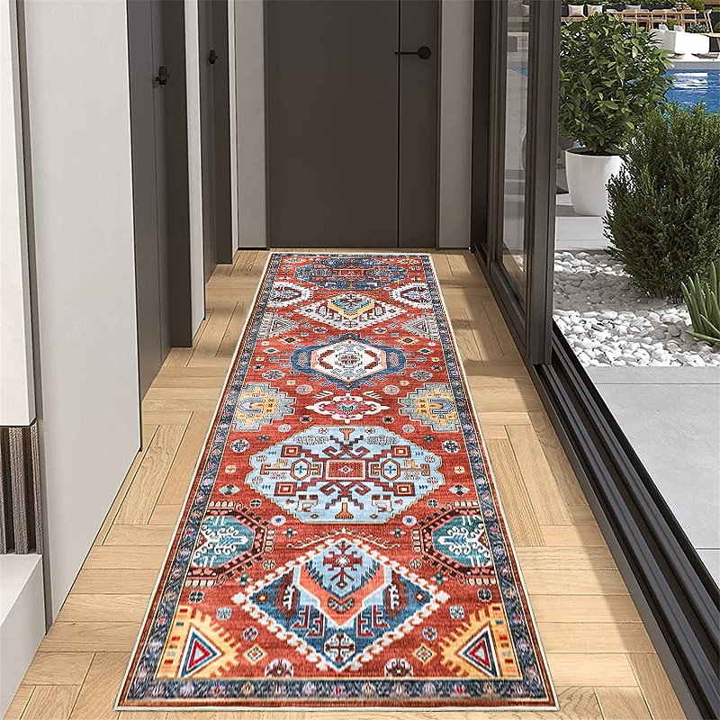Bohemian Rug Runner Carpet Entrance Mat for Household Use Short Plush Tpr Anti Slip Water Washed Bottom Long Strip Carpet Mat3