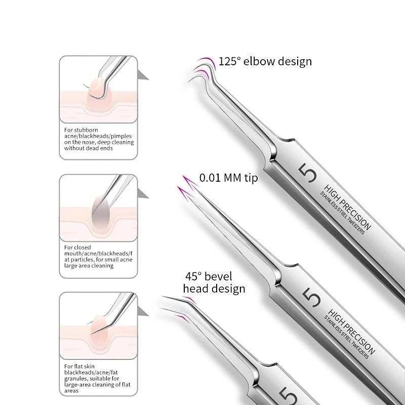 German Ultra-Fine Pimple Tweezers for Acne and Blackhead Removal - Salon Quality Beauty Tool for Face Health and Care4